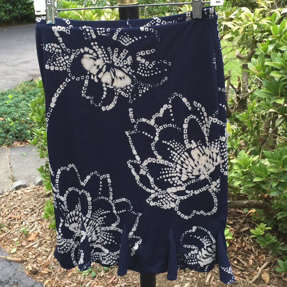 Express Floral Flare End Midi Skirt